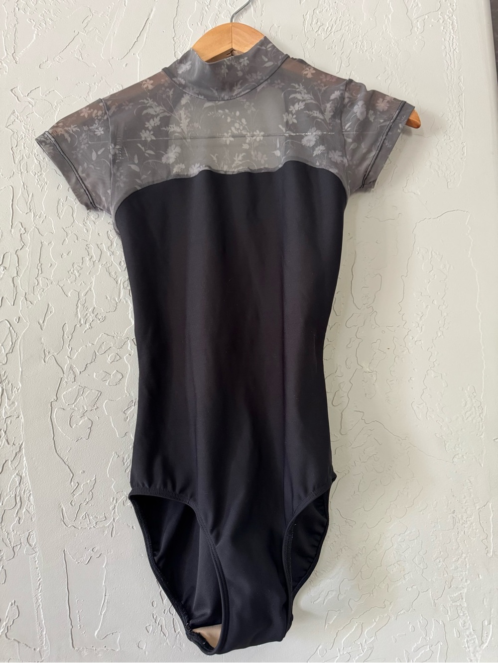 Eleve Dancewear ballet Leotard with Sheer Floral pattern size M